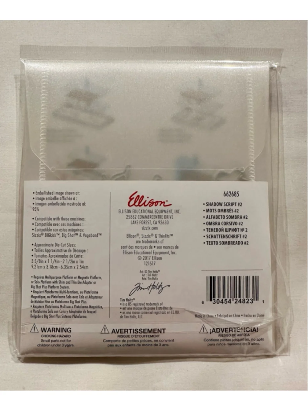 Retired Sizzix #662685 Tim Holtz Alterations Collection Shadow Script #2